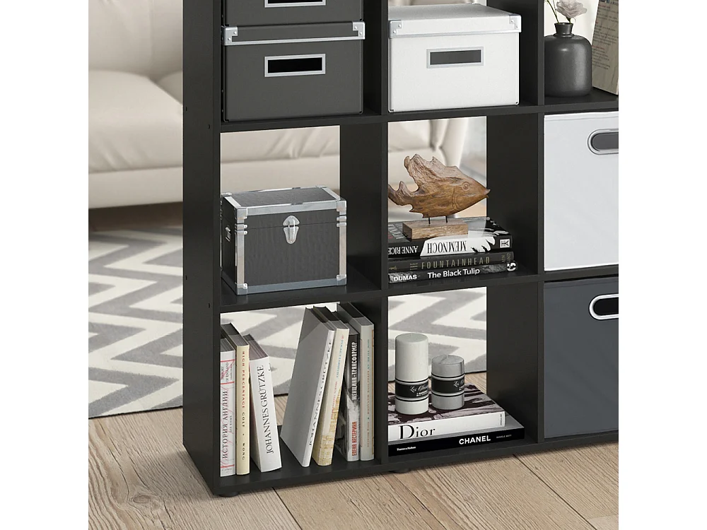 Meuble de rangement cube noir 138.5x29x142.5 karree