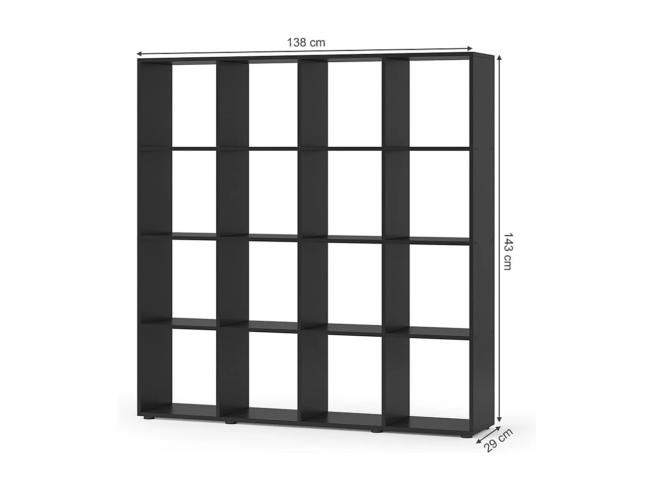 Meuble de rangement cube noir 138.5x29x142.5 karree