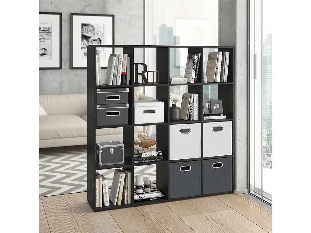 Meuble de rangement cube noir 138.5x29x142.5 karree