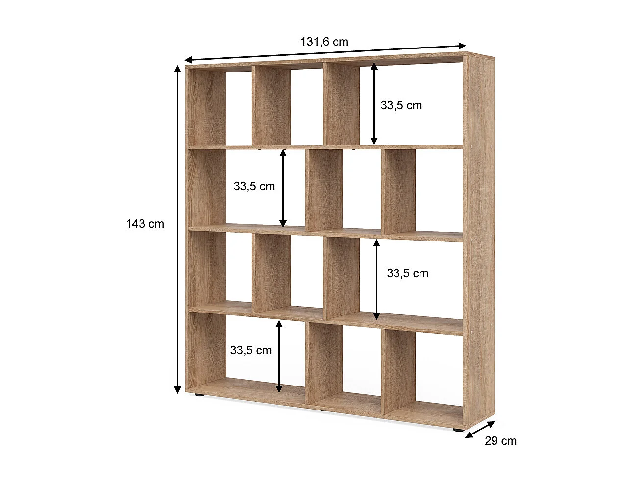 Meuble de rangement cube sonoma 131.6x29x143 pilar