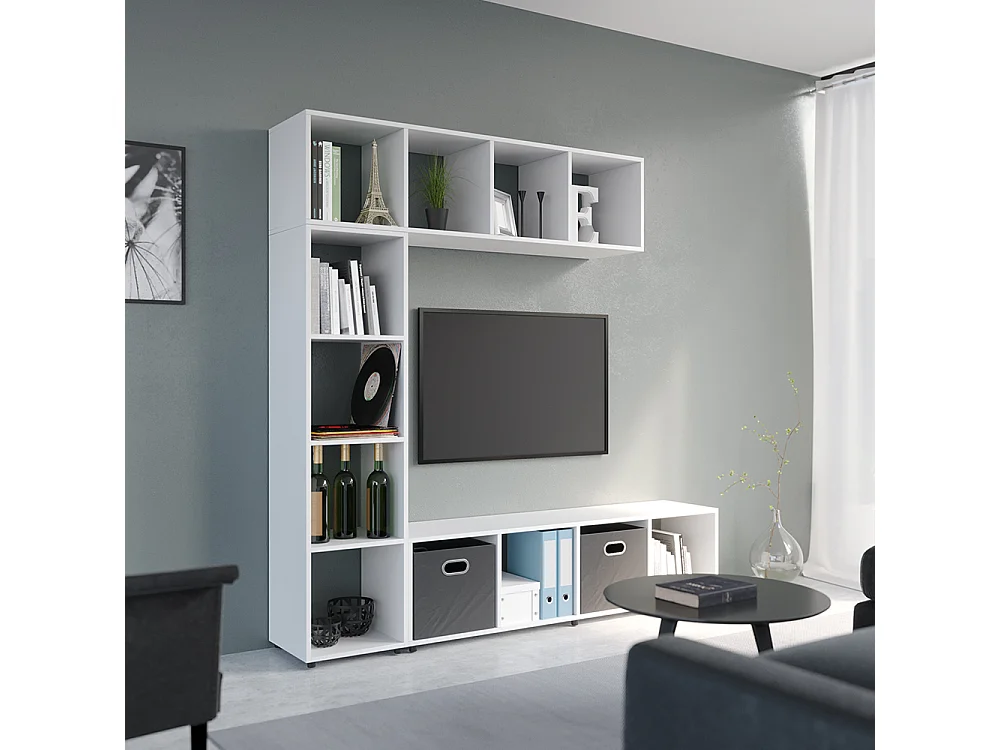 Meuble de rangement blanc 142.5x33x36.2 ludus