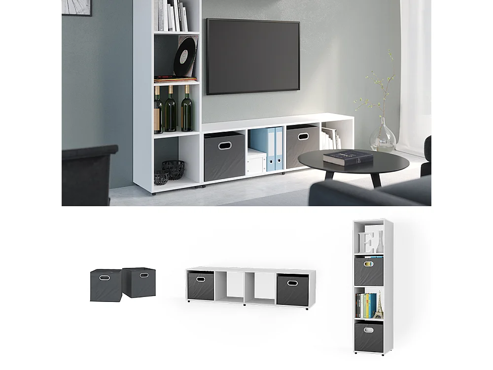 Meuble de rangement blanc 142.5x33x36.2 ludus