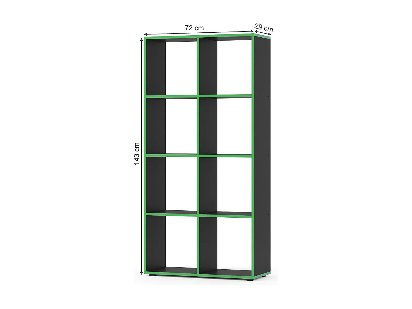 Meuble de rangement cube noir/vert 143x29x72 scutum
