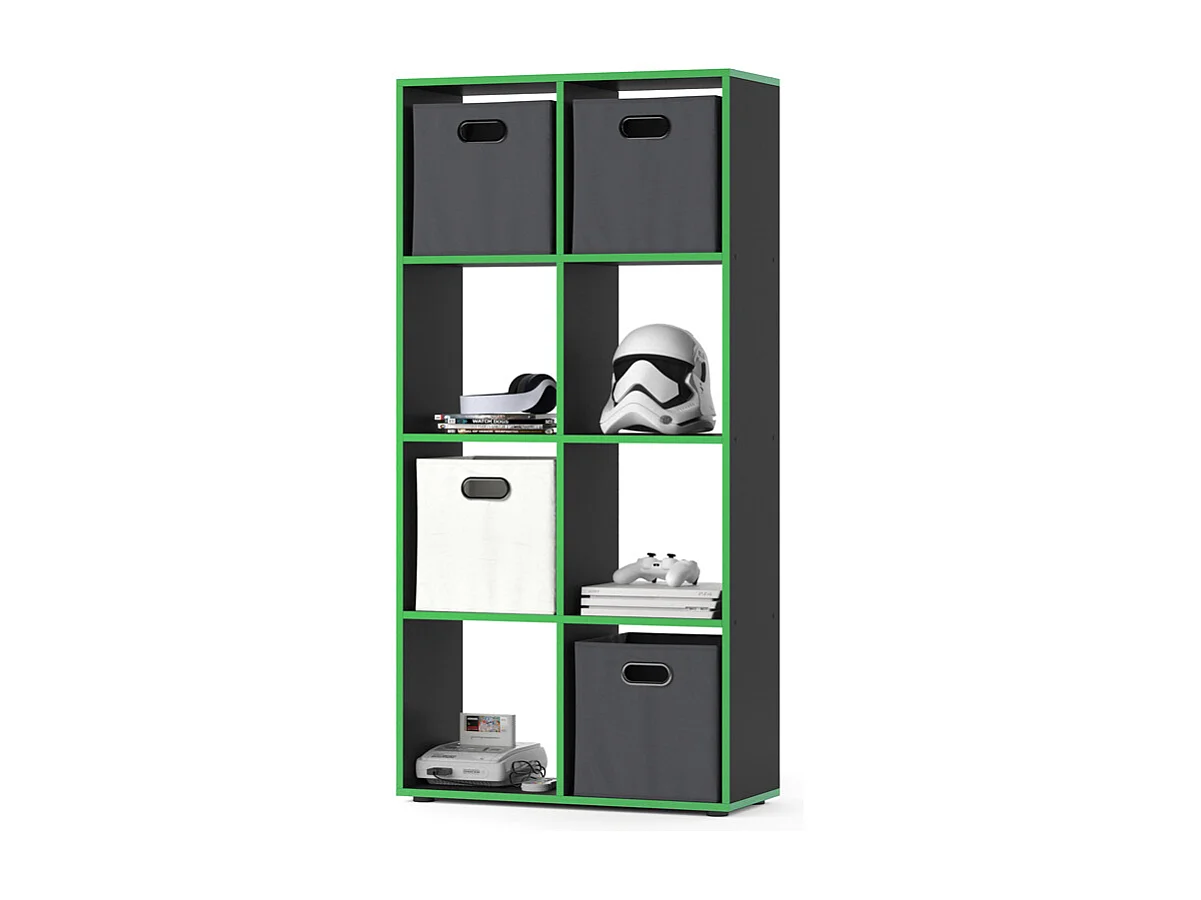 Meuble de rangement cube noir/vert 143x29x72 scutum