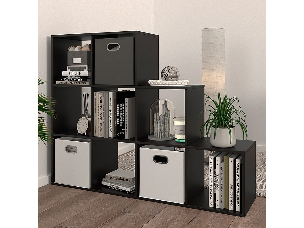 Treppenregal schwarz 142.4x29x107.8