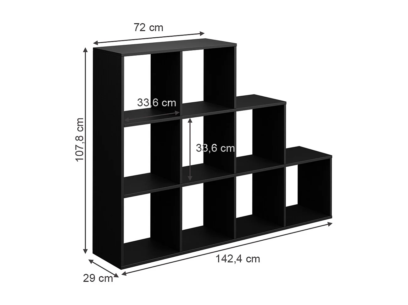 Étagère noir 142.4x29x107.8
