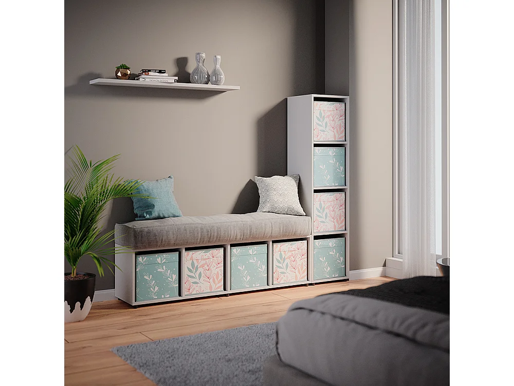 Meuble de rangement blanc 142.5x33x36.2 ludus