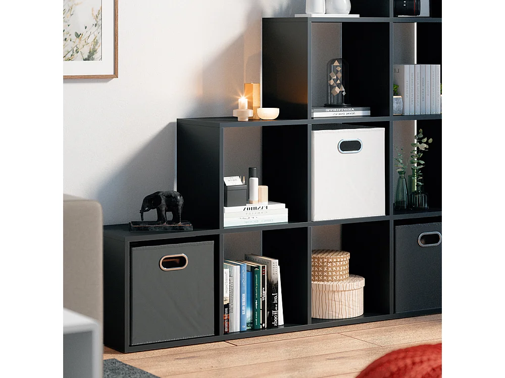 Treppenregal schwarz 142.5x29x140