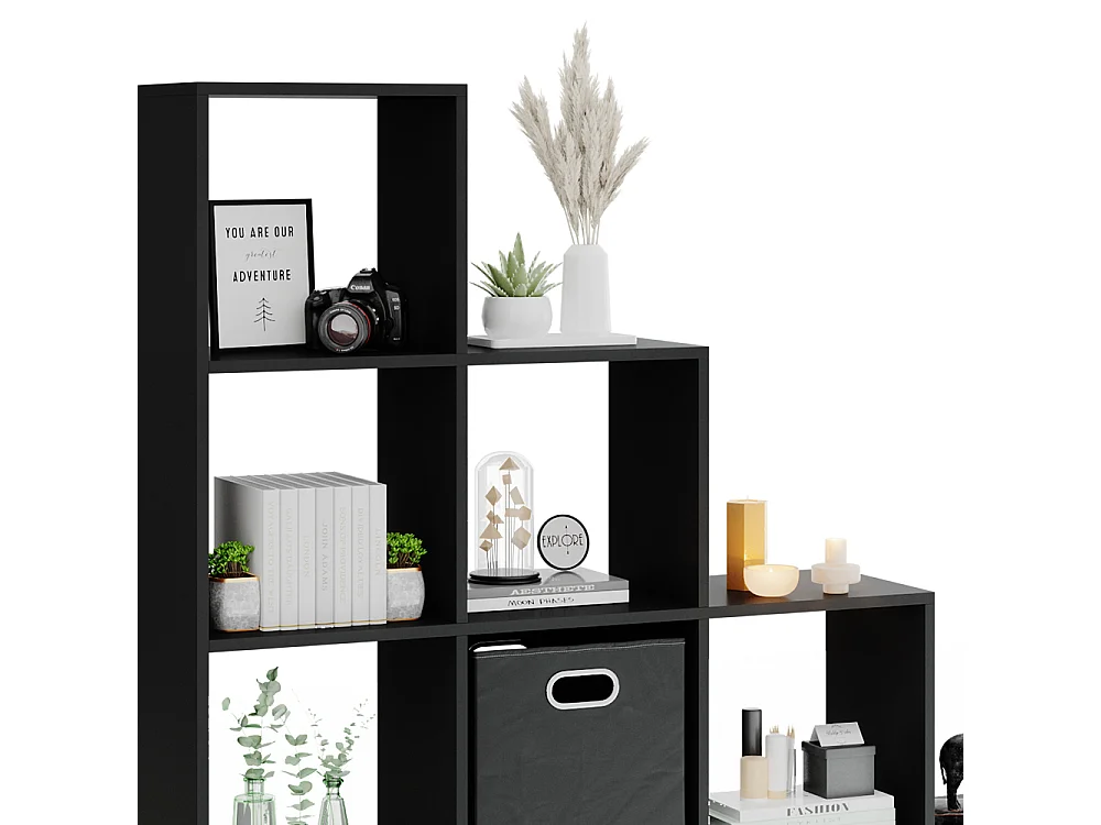 Treppenregal schwarz 142.5x29x140