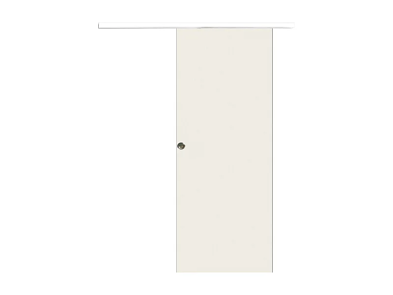 Porte Coulissante Lacdor Blanc Ral9010 H204 X L83 + Rail Alu Bandeau Blanc Et Coquilles Gd Menuiseries
