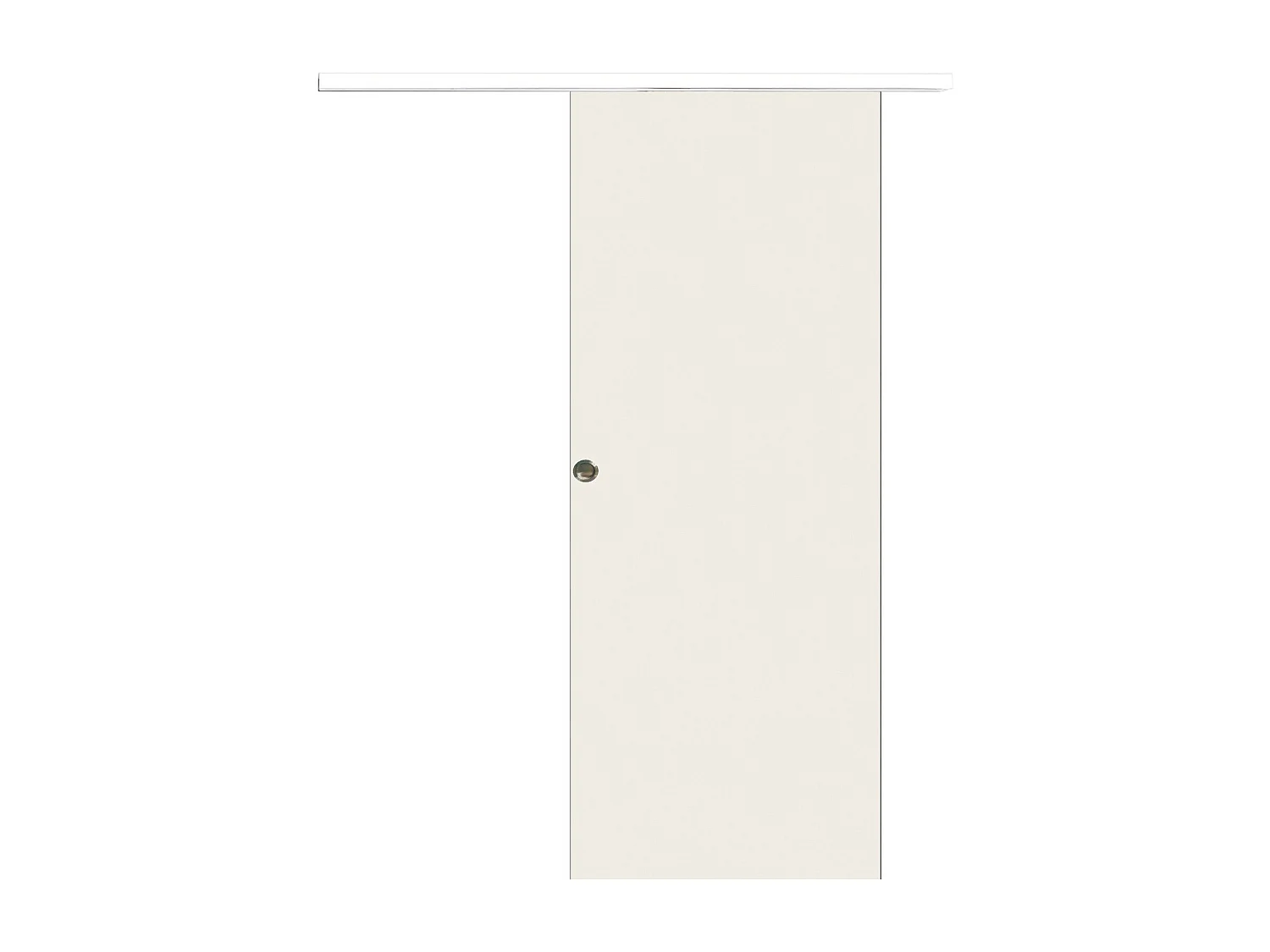 Porte Coulissante Lacdor Blanc Ral9010 H204 X L73 + Rail Alu Bandeau Blanc Et Coquilles Gd Menuiseries