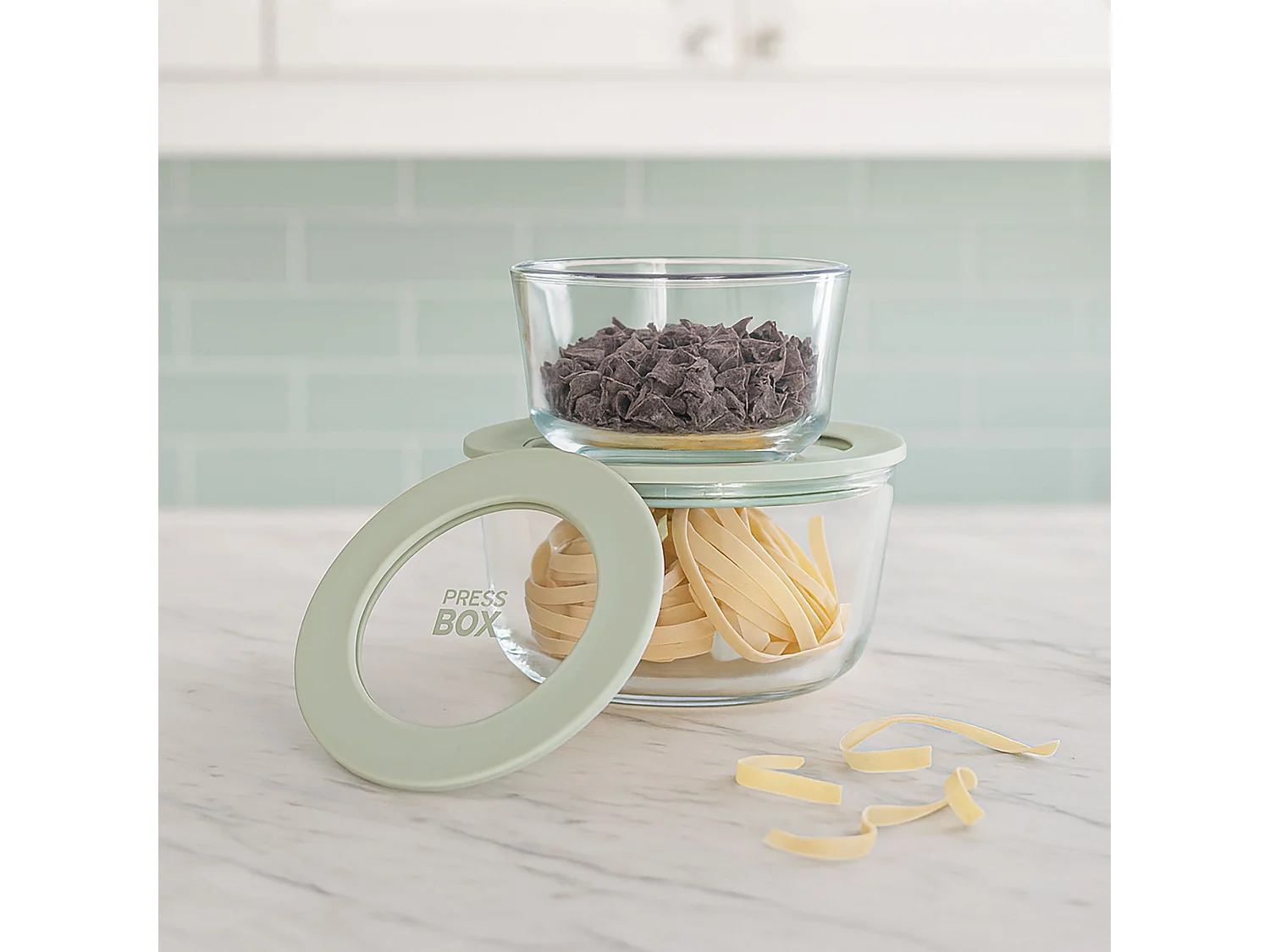 Menastyl - Boite Hermetique Ronde Pressbox 250ml En Verre Borosilicate Celadon