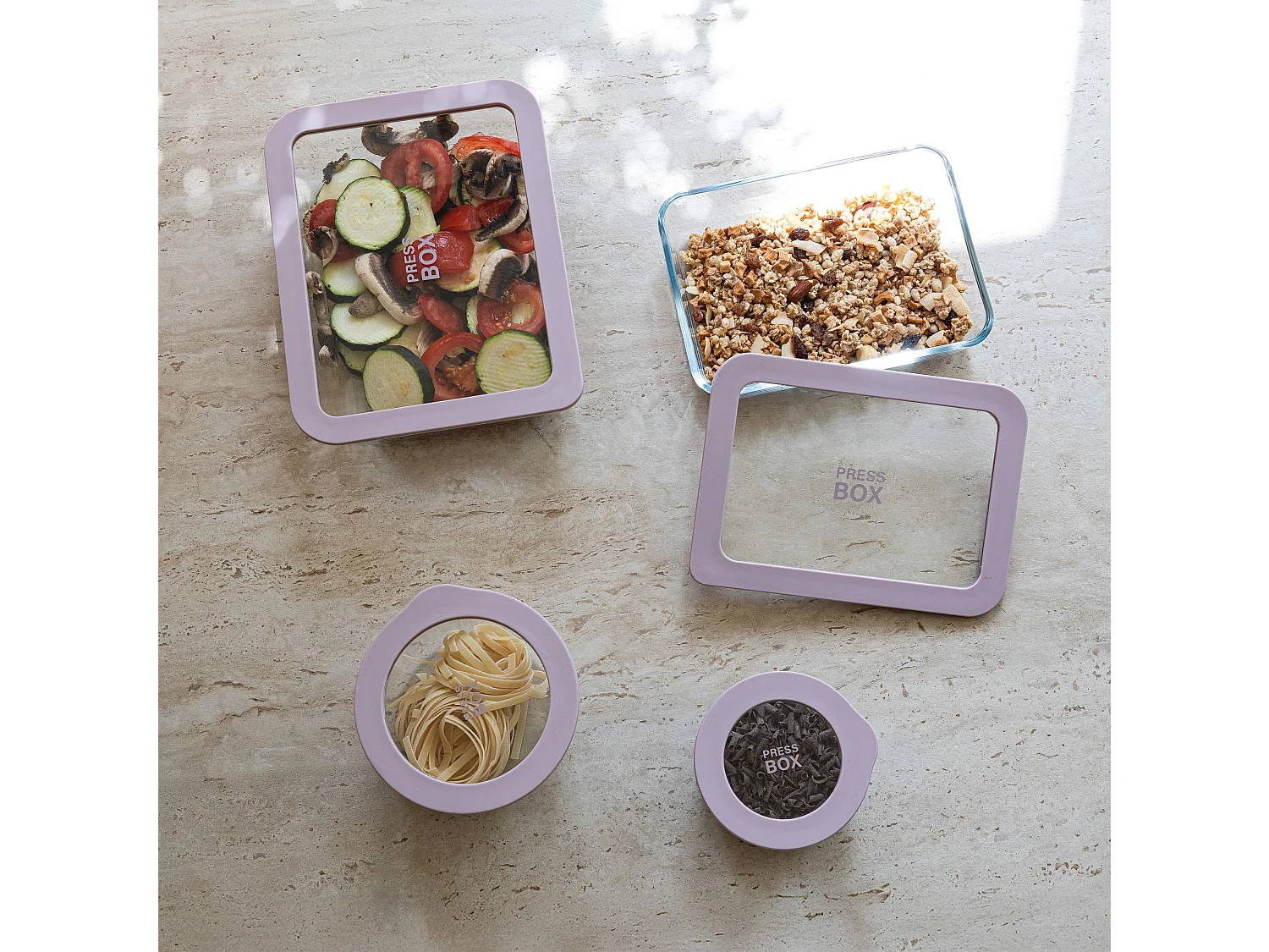 Menastyl - Boite Hermetique Rectang Pressbox 1550ml En Verre Borosilicate Lavande