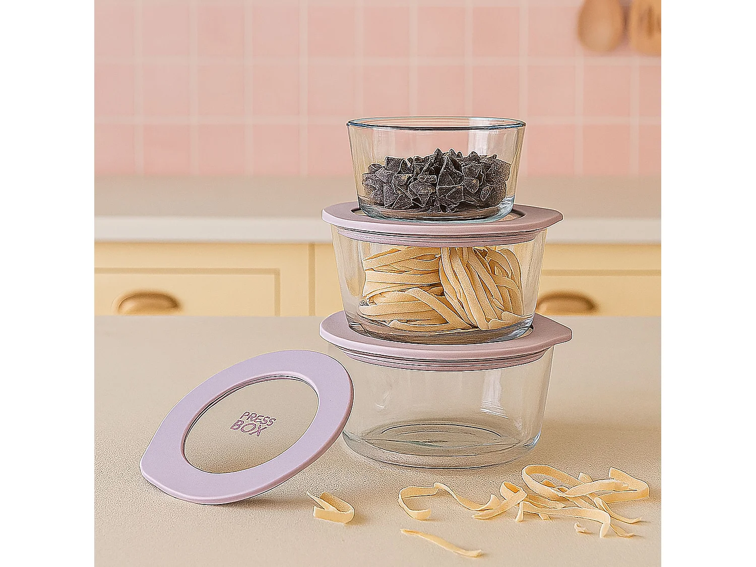 Menastyl - Boite Hermetique Ronde Pressbox 250ml En Verre Borosilicate Lavande