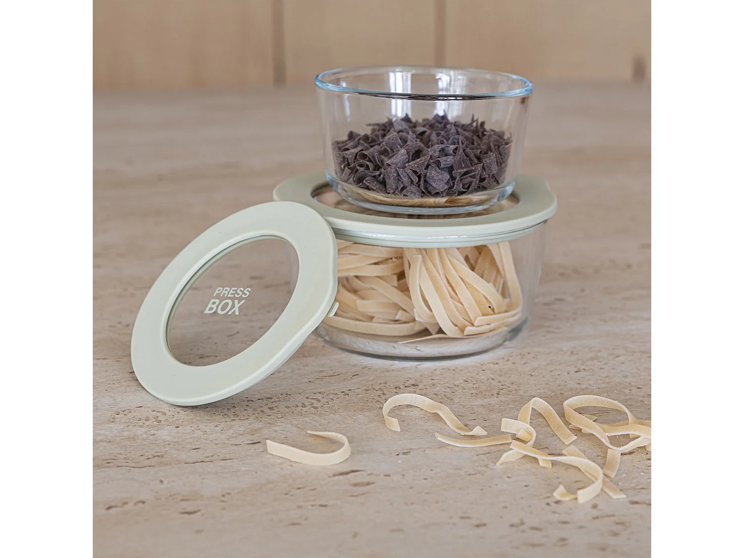 Menastyl - Boite Hermetique Ronde Pressbox 470ml En Verre Borosilicate Celadon