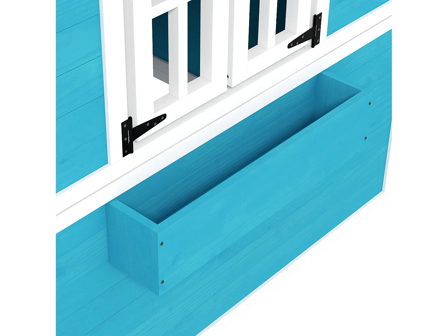 Maison de jeux enfant - jeu plein air maisonnette enfant - dim. 114L x 126,4l x 135H cm - bois bleu blanc noir