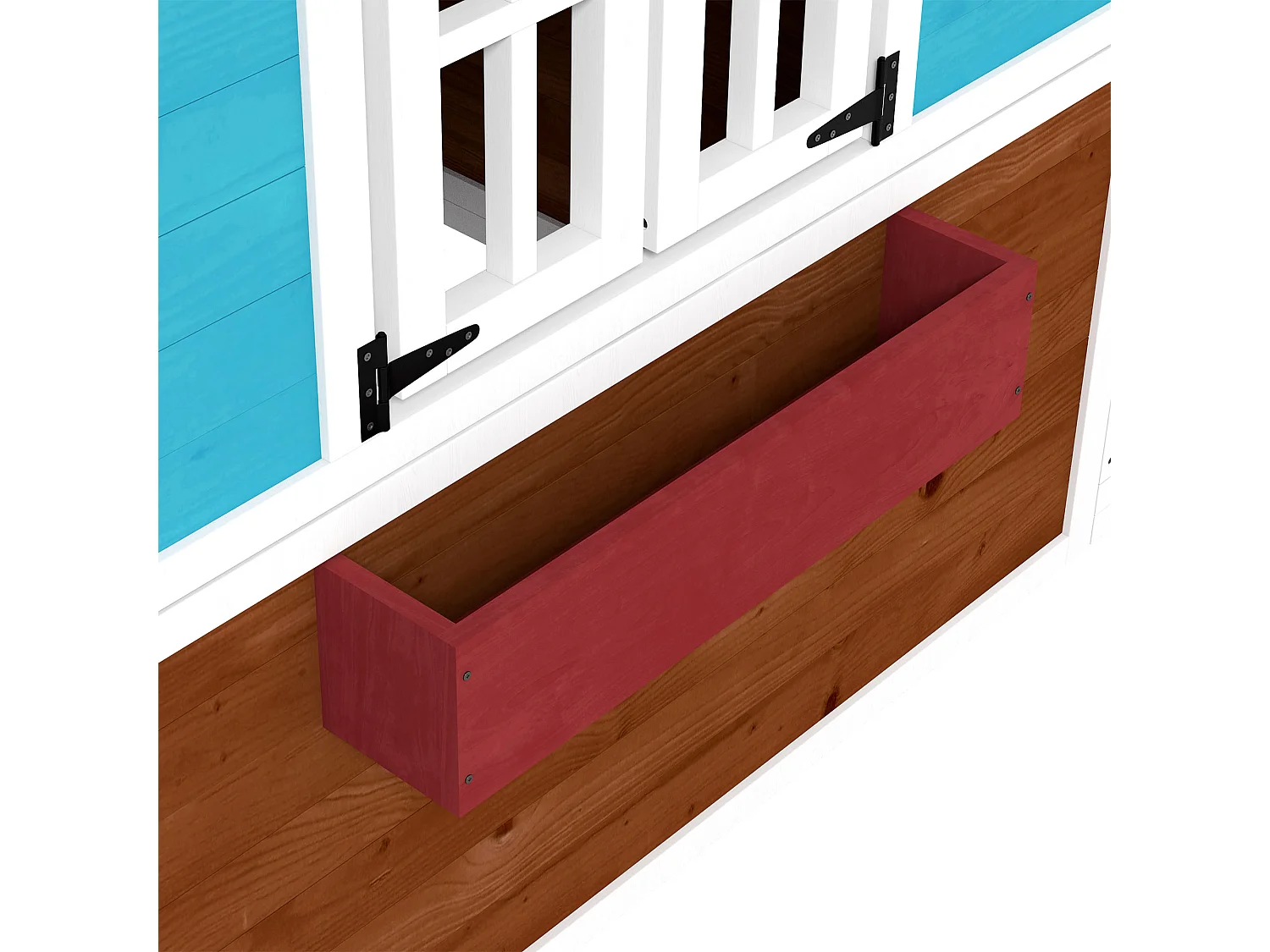 Maison de jeux enfant - jeu plein air maisonnette enfant - dim. 114L x 126,4l x 135H cm - bois bleu blanc brun