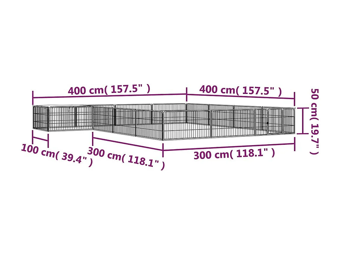Parc pour chien 16 panneaux Noir 100x50cm Acier enduit de poudre
