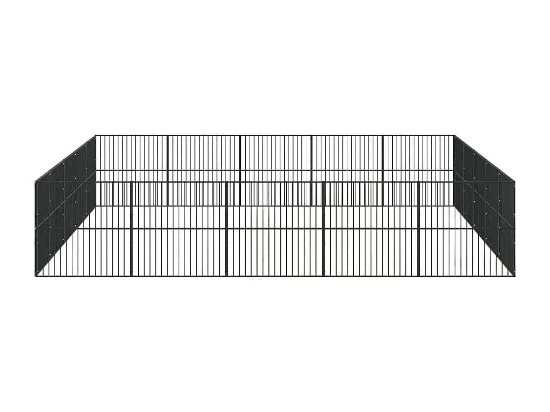 Parc pour chien 20 panneaux noir acier galvanisé