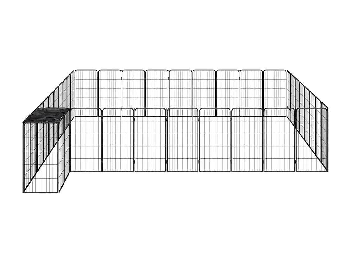 Parc pour chien 38 panneaux Noir 50x100cm Acier enduit de poudre
