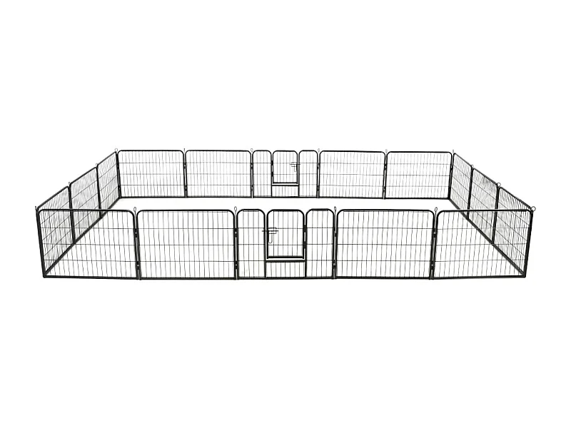 Parc pour chiens 16 panneaux Acier 60 x 80 cm Noir