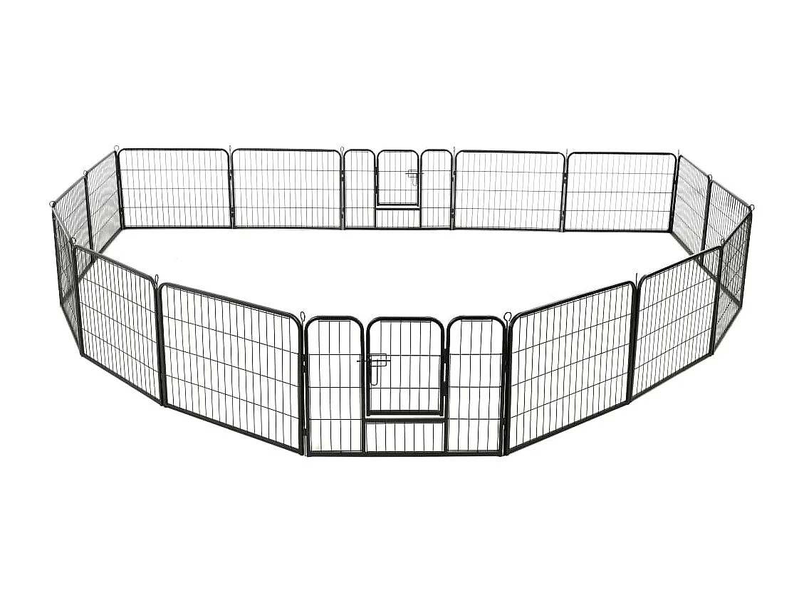 Parc pour chiens 16 panneaux Acier 60 x 80 cm Noir