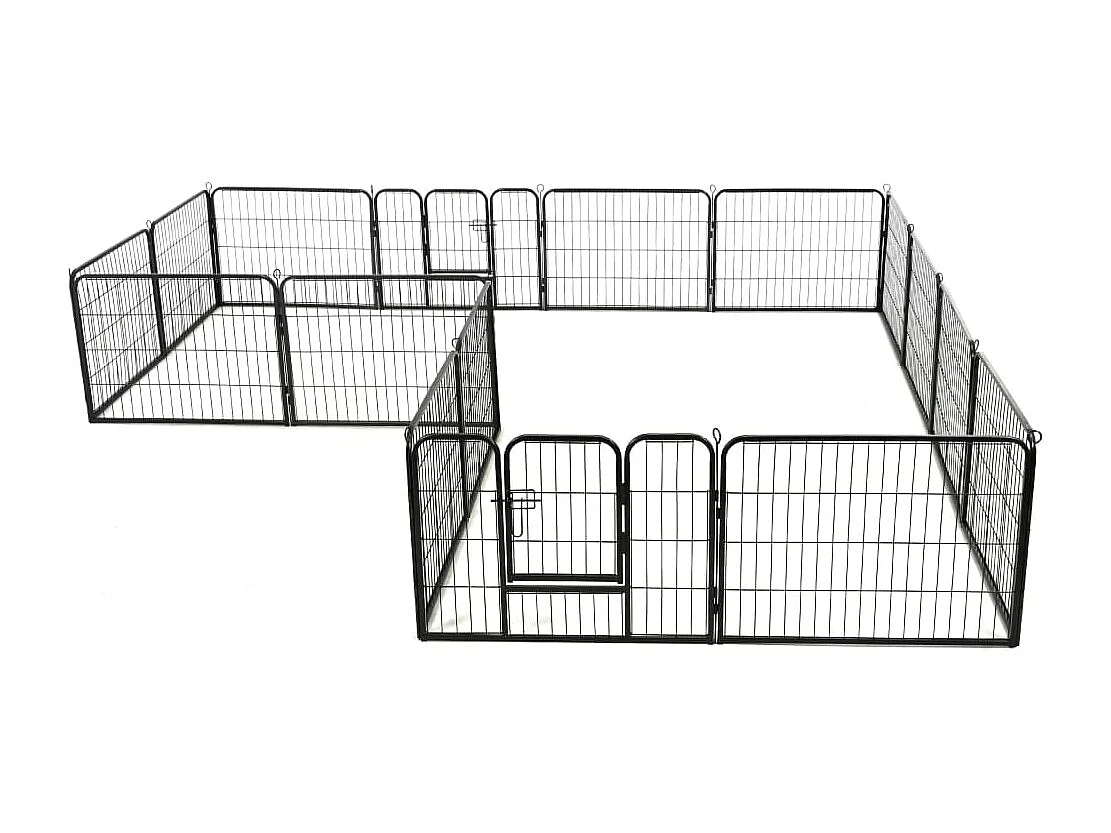 Parc pour chiens 16 panneaux Acier 60 x 80 cm Noir
