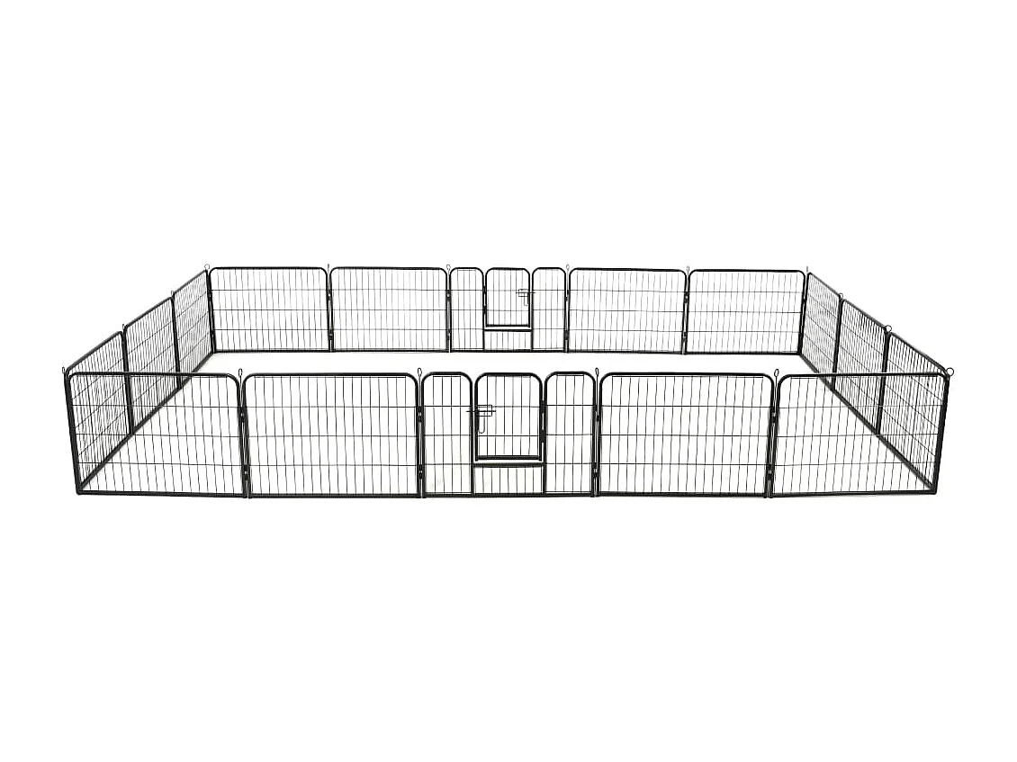 Parc pour chiens 16 panneaux Acier 60 x 80 cm Noir