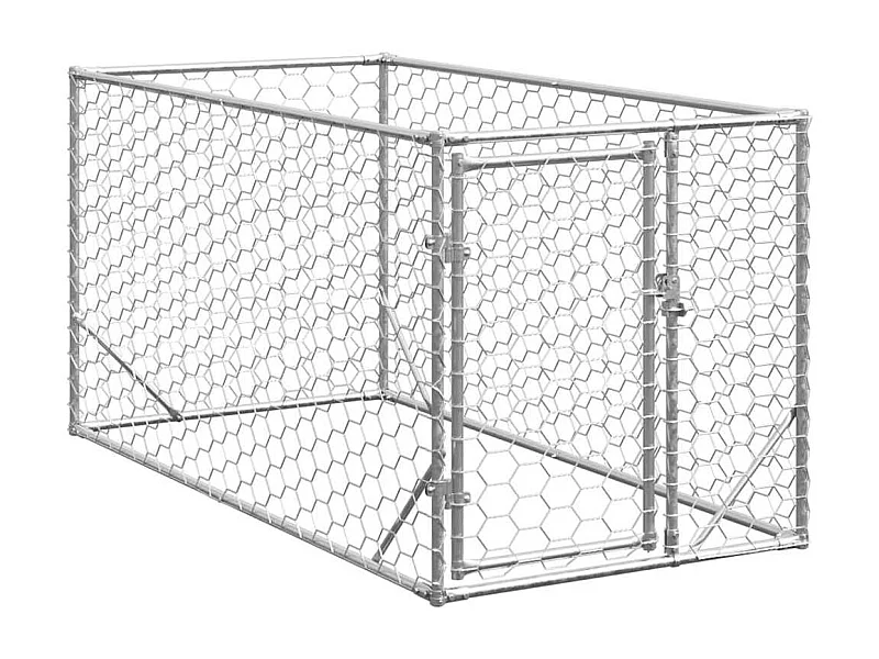 Niche d'extérieur pour chien avec porte, 2 x 1 x 1 m, acier galvanisé