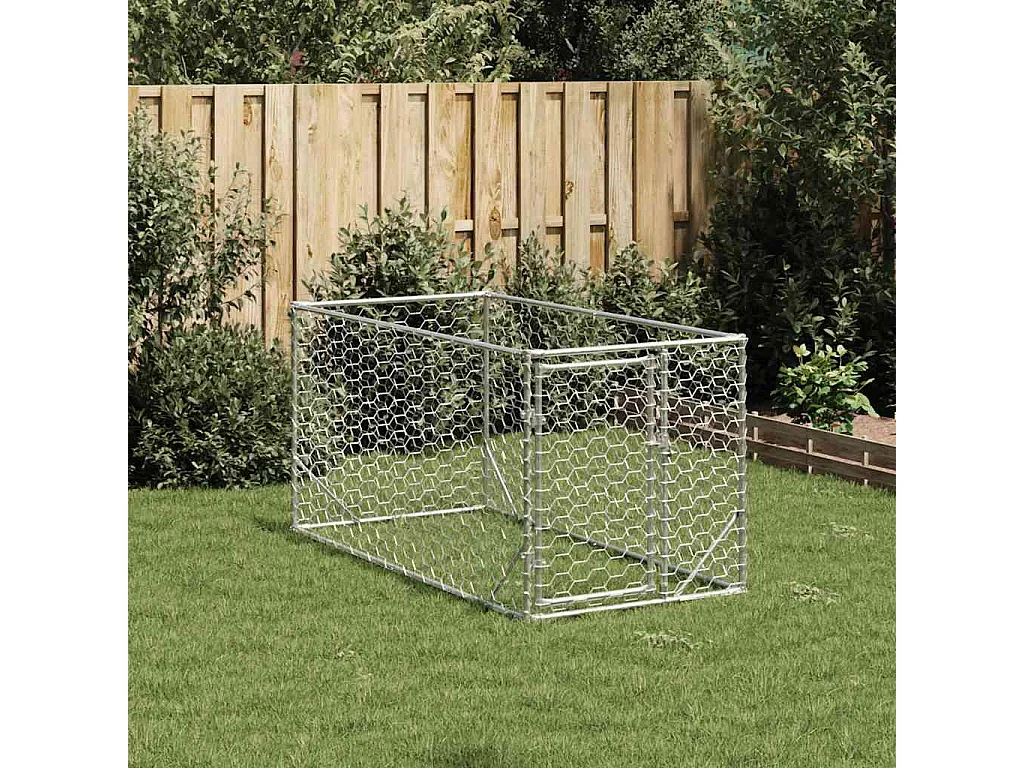 Niche d'extérieur pour chien avec porte, 2 x 1 x 1 m, acier galvanisé