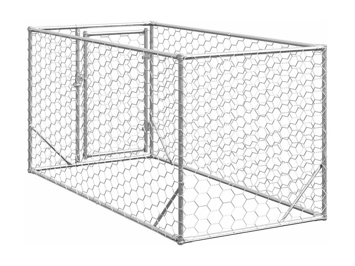 Niche d'extérieur pour chien avec porte, 2 x 1 x 1 m, acier galvanisé