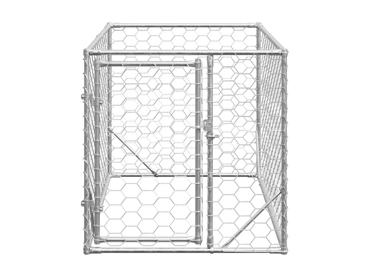 Niche d'extérieur pour chien avec porte, 2 x 1 x 1 m, acier galvanisé