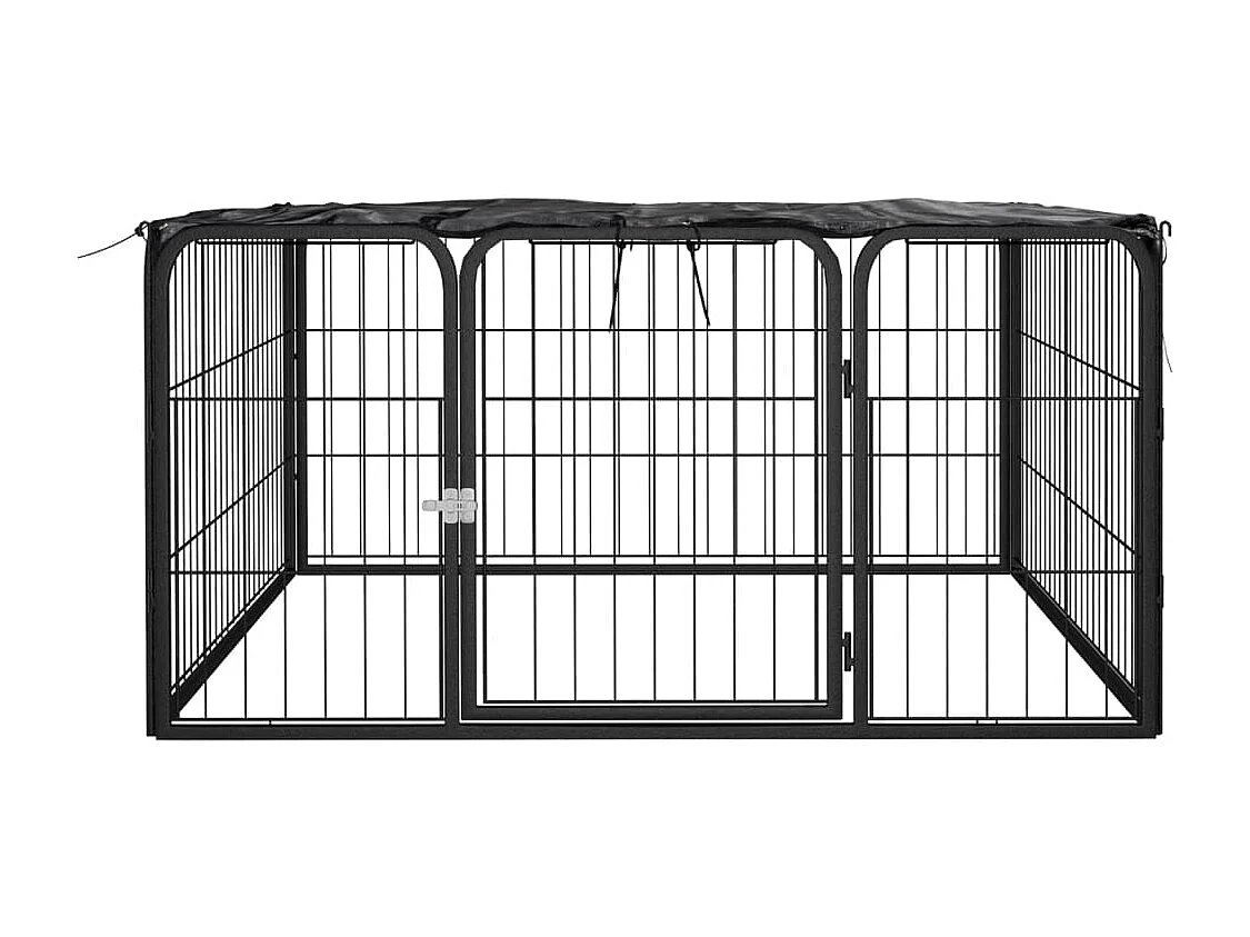 Parc pour chien 4 panneaux Noir 100x50cm Acier enduit de poudre