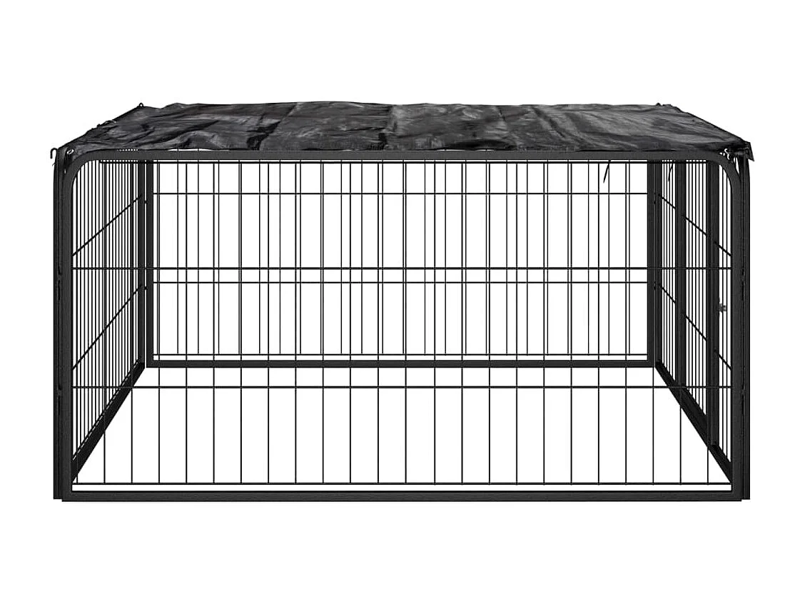 Parc pour chien 4 panneaux Noir 100x50cm Acier enduit de poudre