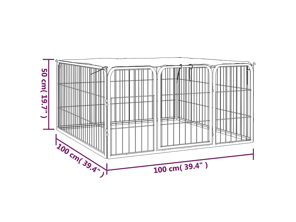 Corral para perros 4 paneles acero con recubrimiento en polvo