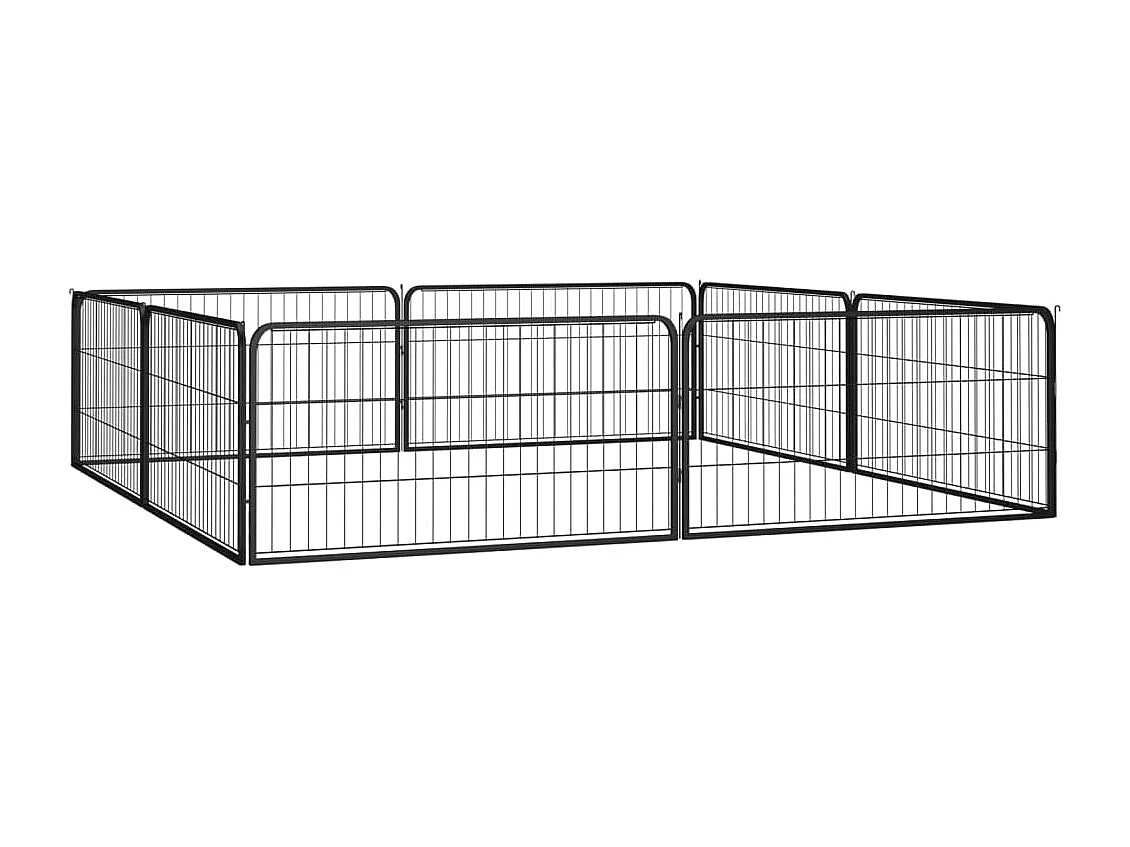 Parc pour chien 8 panneaux Noir 100x50cm Acier enduit de poudre