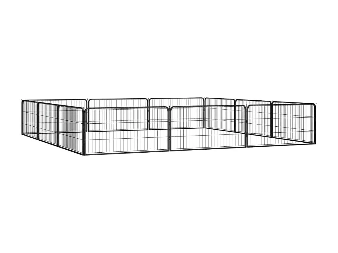 Jaula perros 12 paneles acero recubierto polvo negro 100x50 cm