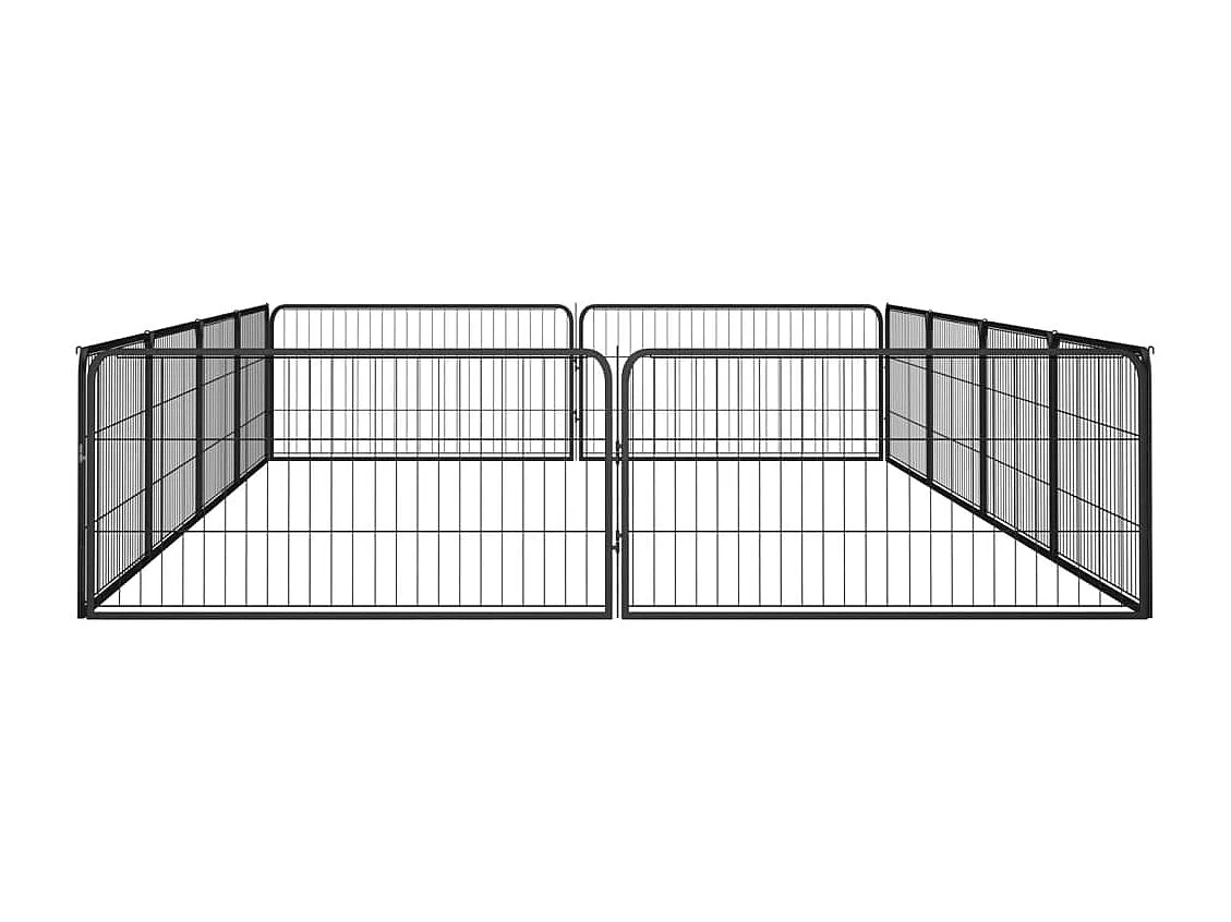 Parc pour chien 12 panneaux Noir 100x50cm Acier enduit de poudre