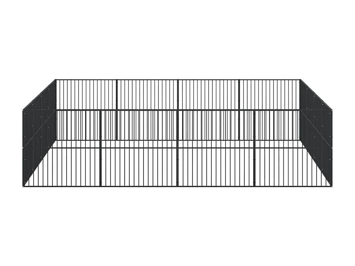 Parc pour chien 16 panneaux noir acier galvanisé