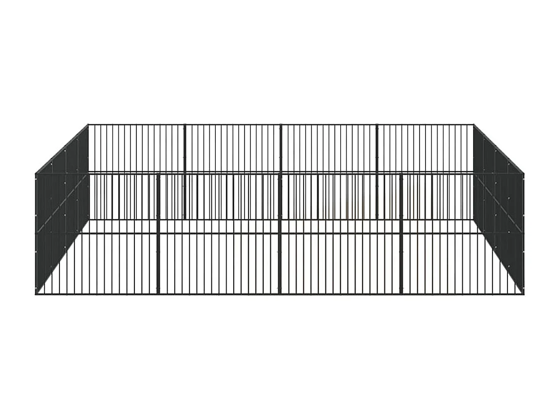 Parc pour chien 16 panneaux noir acier galvanisé