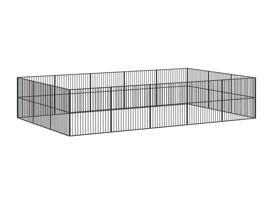 Parc pour chien 16 panneaux noir acier galvanisé