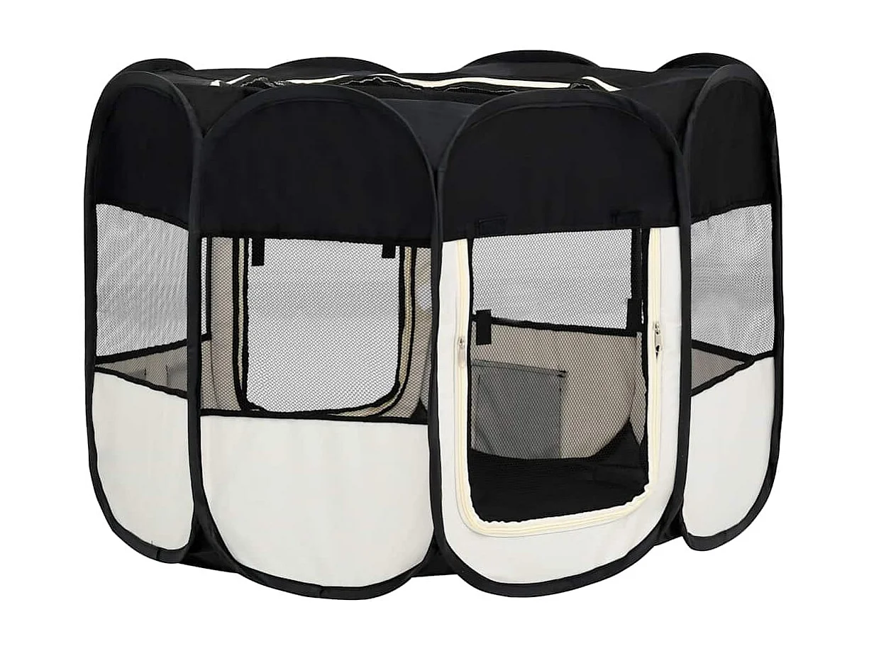 Parc pour chiens pliable avec sac de transport Noir 90x90x58 cm