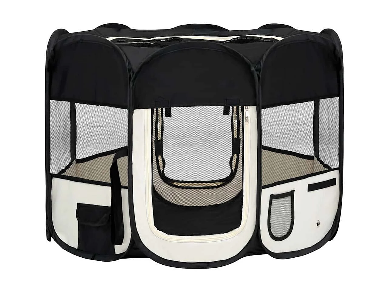 Parc pour chiens pliable avec sac de transport Noir 90x90x58 cm