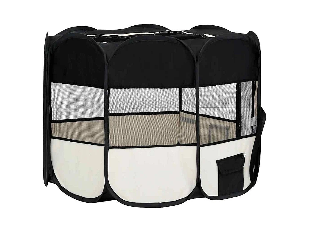 Parc pour chiens pliable avec sac de transport Noir 90x90x58 cm
