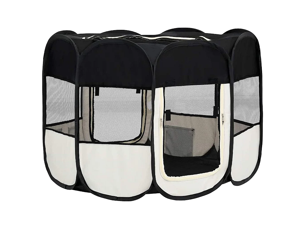 Parc pour chiens pliable avec sac de transport Noir 90x90x58 cm