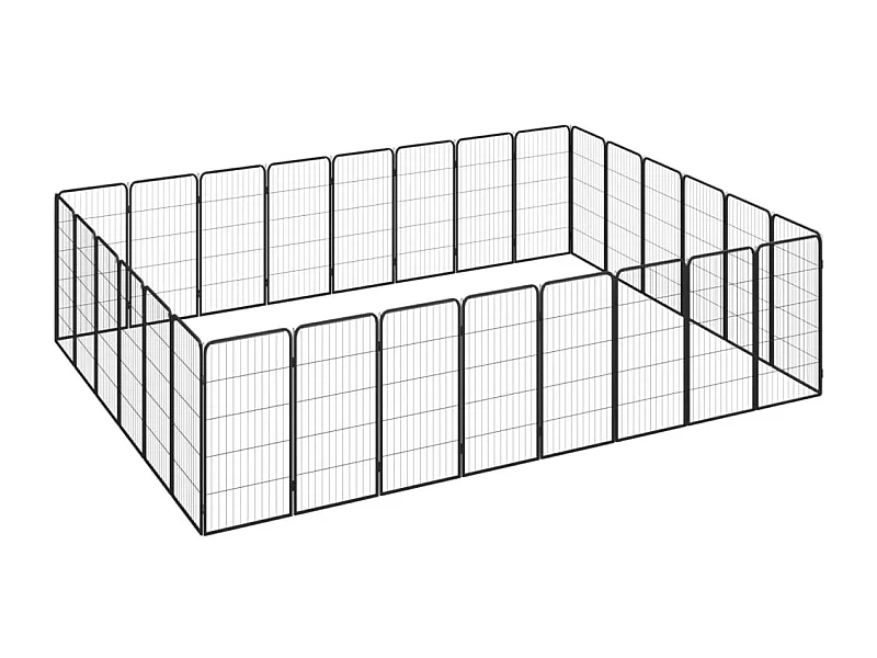 Parc pour chien 28 panneaux Noir 50x100cm Acier enduit de poudre