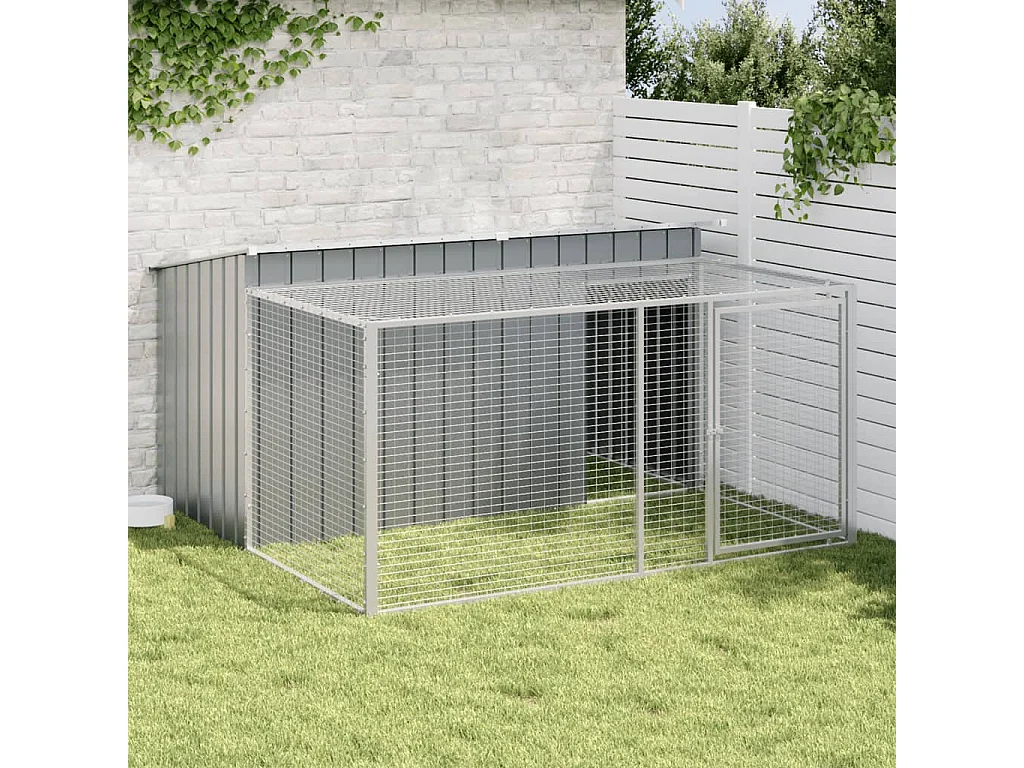 Niche pour chien avec enclos Anthracite 197 x 194 x 110 cm Acier galvanisé