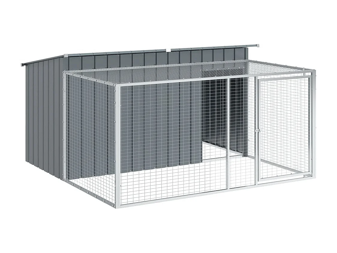 Niche pour chien avec enclos Anthracite 197 x 194 x 110 cm Acier galvanisé