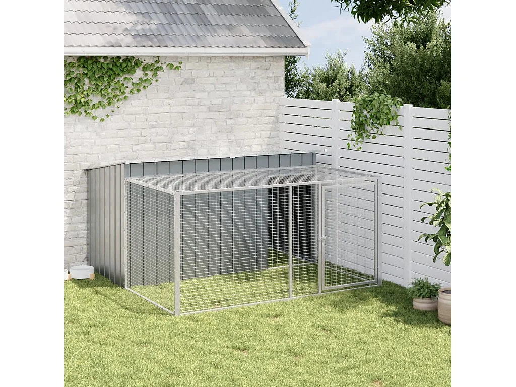 Niche pour chien avec enclos Anthracite 197 x 194 x 110 cm Acier galvanisé