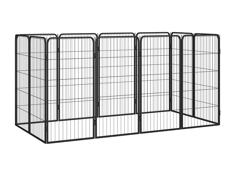 Parc pour chien 12 panneaux Noir 50x100cm Acier enduit de poudre